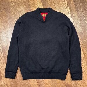 Shanghai Tang Cashmere Silk Lined Mandarin Collar Black Sweater Mens Small